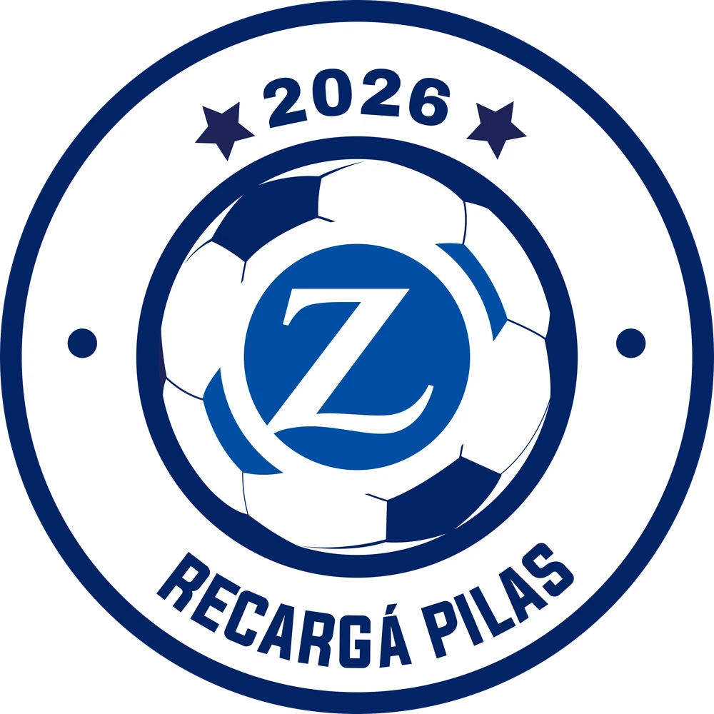 Escudo Recargá Pilas 2026 con la Z de Zurich y una pelota de fútbol